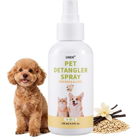 Spray démêlant sans rinçage pour Chiens et Chats 130 ML - Parfum Avoine et Vanille, démêlant, nourrissant (1/5)