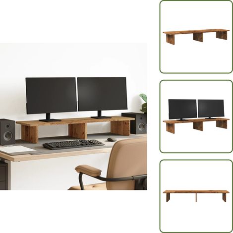 The Living Store Monitorständer Altholz-Optik 100x27x15 cm Holzwerkstoff - Monitorhalter Holz (1/5)