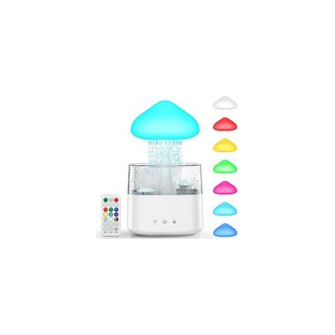 Humidificateur champignon à gouttes d'eau avec télécommande, lumière d'ambiance 7 couleurs, design goutte de pluie pour chambre, sans Bluetooth [Modèle à brancher] (1/5)