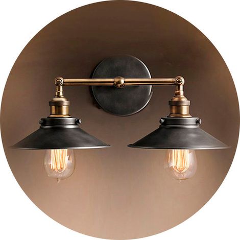 APLIQUE DE PARED DOBLE VINTAGE METALICO E27 60W 63x29cm EDM