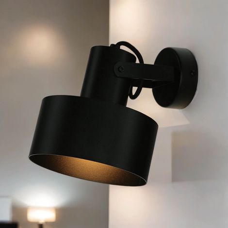 Wandspot Schwarz E27 Metall Industrie Design Wandlampe Küche Arbeitszimmer