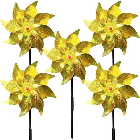 éoliennes réfléchissantes - Éoliennes à effet répulsif pour oiseaux - Éoliennes réfléchissantes à effet répulsif pour oiseaux - Éoliennes d'extérieur pour le jardin - Jaune (1/5)
