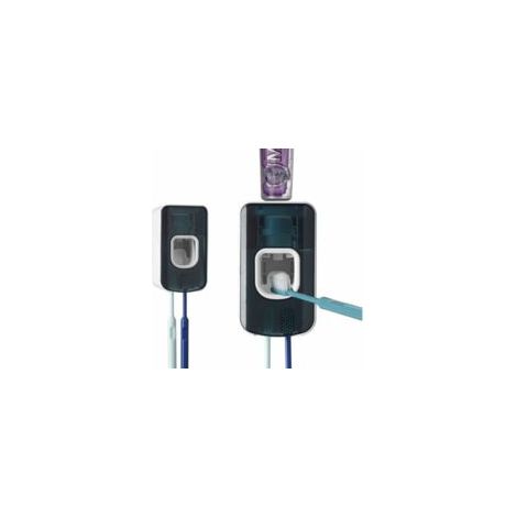 Porta spazzolino da parete e dispenser di dentifricio con 2 scomparti, contenitore 2 in 1 per spazzolino e dentifricio in doccia (blu) - Crezuo