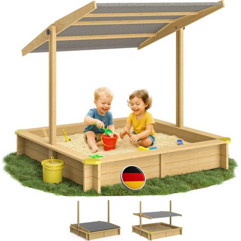Spielwerk Sabbiera con Tetto Veranda Protezione UV 50 Legno Ecologico Sandbox per Bambini Gioco Esterno Playhouse Fritzi (de)