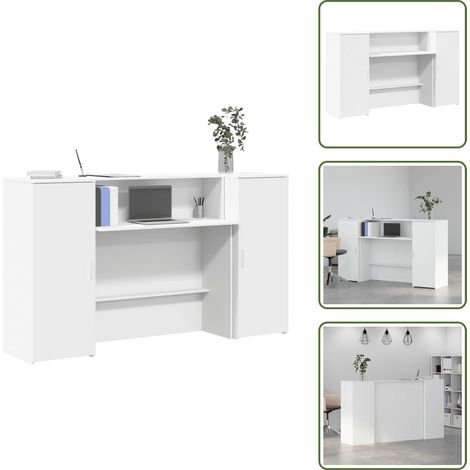 The Living Store Bureau de réception Blanc 180x50x103,5 cm Bois d'ingénierie - Bureau de réception (1/5)