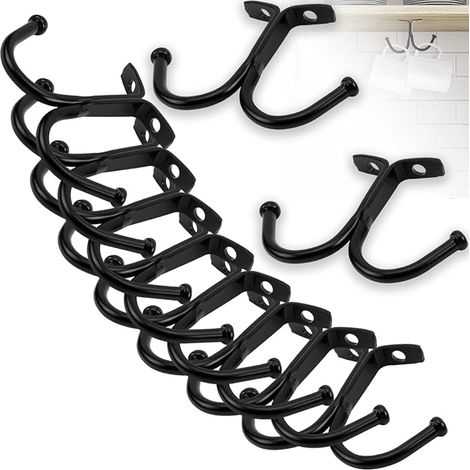 Porte Tasse Suspendue,10 Pcs Porte-tasses Porte Mug Rangement Tasse Support Tasse Support Tasse a Cafe Porte Tasse à Café (Noir) (1/5)