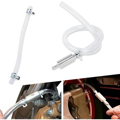 Set mit 2 Bremsentlüftungsschläuchen, Ersatzschlauch zum Entlüften von hydraulischen Bremsflüssigkeitssystemen, mit Rückschlagventil, universell für die meisten Motorräder (silber) (1/5)