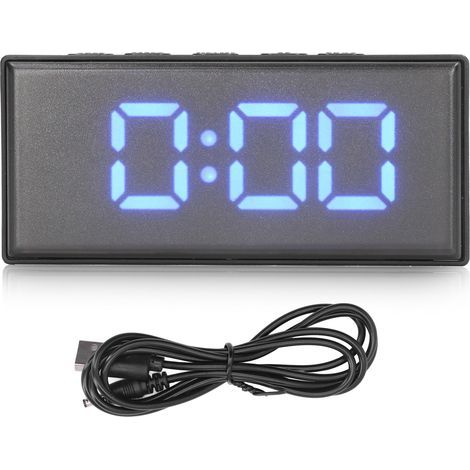 LED-Digitalwecker mit Spiegel, Digitalanzeige und elektronischem Alarm für Schlafzimmer und Studentenwohnheim, energiesparender blauer Bildschirm. (1/5)