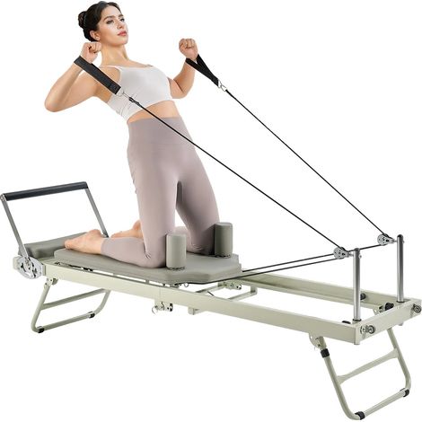 Pilates Reformer, sistema a doppia resistenza, design pieghevole, dimensioni 84x28x12 pollici, peso 50 libbre, adatto a vari esercizi (1/5)