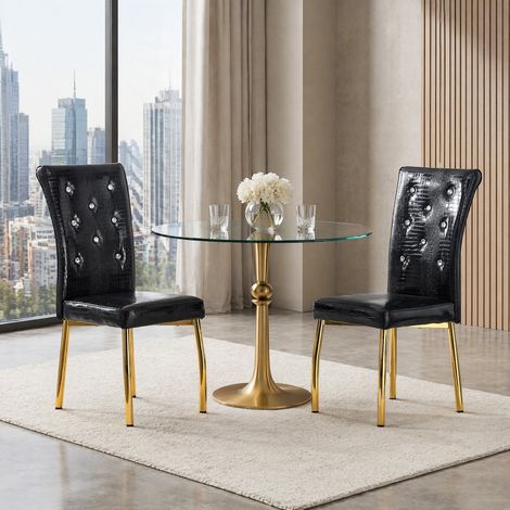 Set 2 sedie sala da pranzo imbottite PVC metallo OKMYHOME (1/5)