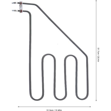 Resistencia eléctrica para calentadores de sauna de acero inoxidable, componente SAV-1500W, tubo calefactor recto, dimensiones 51,7 x 31,5 cm, color plata, una unidad por paquete. (1/5)