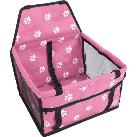 Coussin de rangement auto patte d'ours, imperméable, voyage, pour animaux, rose, motif pattes, avec tige de support (1/5)