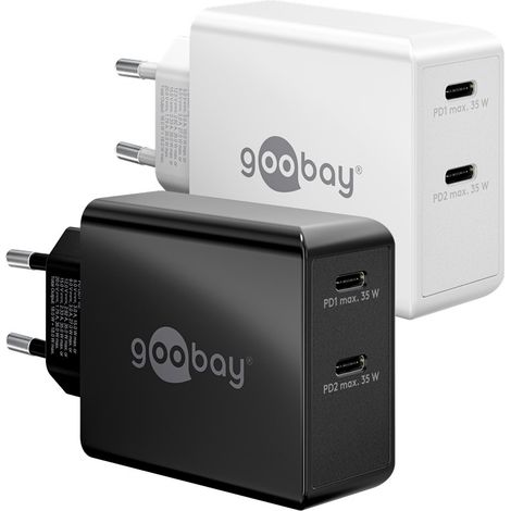Goobay 61757 cargador de dispositivo móvil Cámara digital, Auriculares, Teléfono móvil, Reloj inteligente, Tableta Negro Corriente alterna Carga rápida Interior