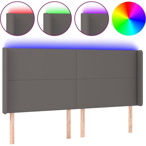 Maison Exclusive - LED Kopfteil Grau 183x16x118/128 cm Kunstleder (1/5)