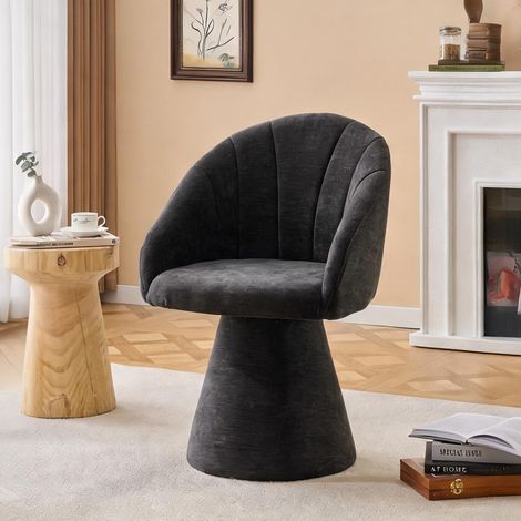Chaise pivotante design gris chenille pour salle à manger (1/5)