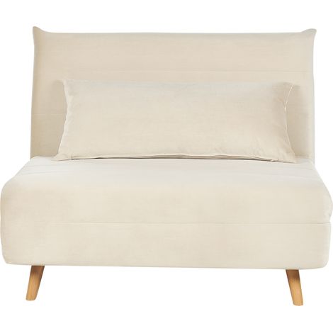 Sofá de terciopelo moderno de 1 asiento cama individual con cojín beige claro Setten