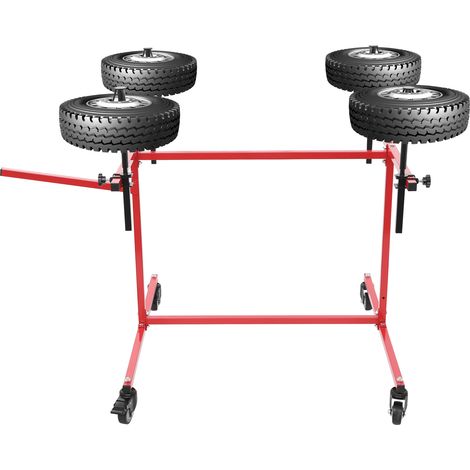 Support mobile pour peindre 4 jantes - Support pour peindre les jantes Support à tréteaux Support de peinture pour réparations automobiles Rouge (1/5)