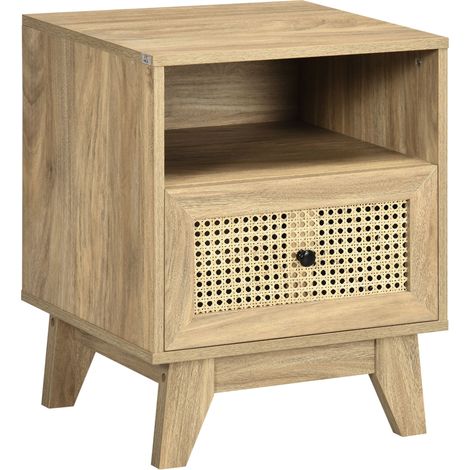Table de chevet compacte 45 x 39 x 56,5 cm rangement tiroir et niche épuré style vintage pieds fins cosy en MDF naturel 210001533 (1/5)
