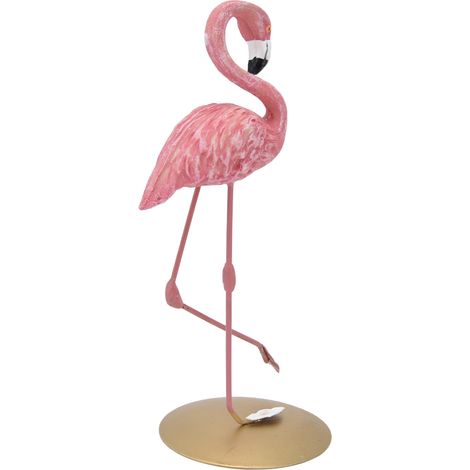Statue de flamant rose en résine, objet décoratif pour salon, chambre et bureau (1/5)