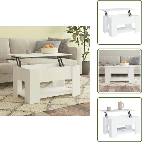 Table basse blanc 79x49x41 cm bois d'ingénierie - Table Basse Blanche - Table Basse Pliable - Table Basse Contemporaine - Meuble Salle Séjour - Mobilier Intérieur (1/5)
