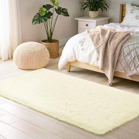 beige, 80x160cm,Tapis de Salon Shaggy Tapis Chambre Moderne à Poils Longs et Moelleux, Grand Doux Tapis de Sol Pelucheux Dessous Antidérapan (1/5)