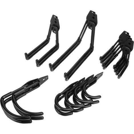 Lot de 14 crochets muraux robustes, capacité de charge élevée, support d'outils pour garage avec vis et chevilles incluses (1/5)