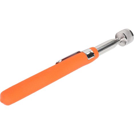Pince de ramassage magnétique télescopique antidérapante avec lampe LED, outil de préhension rétractable orange (1/5)