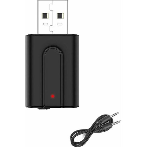 RHG Adaptateur Bluetooth 5.0 Transmetteur et Récepteur 3-en-1 USB sans Fil avec Câble Audio Numérique 3.5 mm pour TV/PC/Autoradio/Casque/Ordinateur Tablette, 10M de Distance