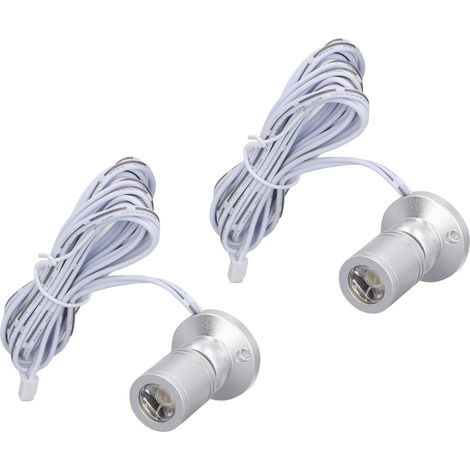 Mini spot LED 5V à intensité variable (1 à 2 spots) avec variateur pour vitrine, meuble à bijoux, porche, lumière chaude argentée (1/5)