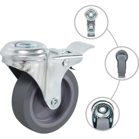 12 pcs Roulettes pivotantes à trou de boulon 75 mm CFW39048 (1/5)