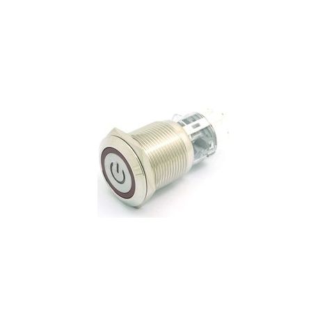 19mm 12V Bouton poussoir Momentané Commutateur Symbole de puissance Symbole Angel Eye LED Lumière Bouton poussoir en métal avec fiche Fil Rouge (1/4)