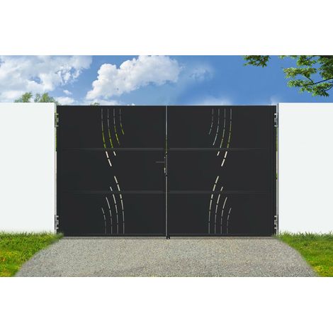 Portail acier noir mat 3m NALI VELETA H.180cm
