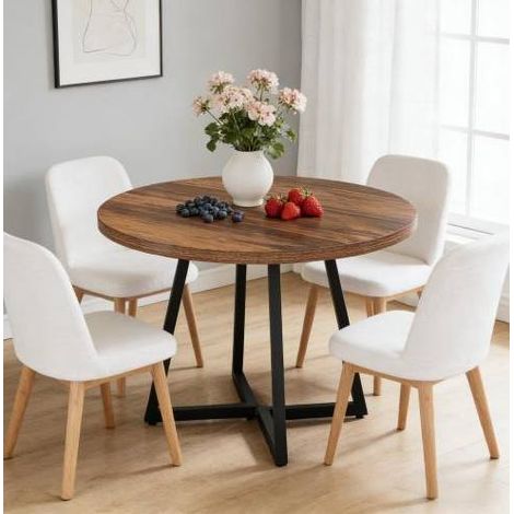 Tavolo pranzo rotondo industriale MDF metallo OKMYHOME (1/5)