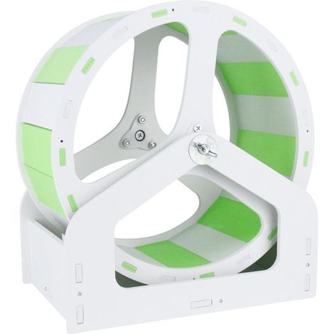 1 Roue hamster, PVC bois plastique, silencieux, avec support, triangle stable, pour hamster hérisson (1/5)