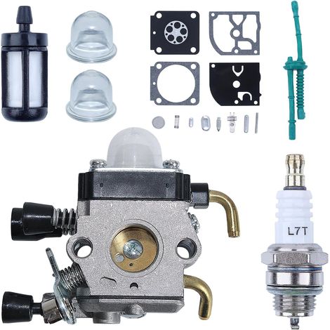 Carburateur pour coupe-bordures Stihl FS38 HS45 FS55 HS45 avec kit de réparation de carburateur ZAMARB-99, bougie L7T/BPMR7A, filtre à carburant MS180, bulles d'huile K45 (1/5)
