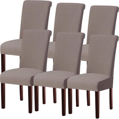 Stuhlhussen 6er Set, Stretch Jacquard, abnehmbar, waschbar, für Bankett & Hochzeit (1/5)