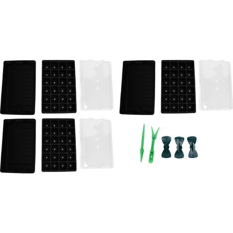 3-teiliges Set mit 24-Loch-Pflanzenanzuchtschalen, Vermehrungsschalen, atmungsaktiven Sämlingsschalen, Garten-Anzuchtschalen (1/5)