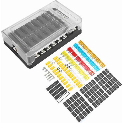 Boîtier à Fusibles 12 Voies Étanche avec Borne Négative et Indicateur LED pour Voiture Caravane Bateau (1/5)