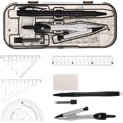 Kit de dessin professionnel avec compas et règle, en plastique (1/5)