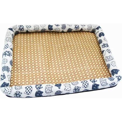 Tapis rafraîchissant en rotin imprimé de Dessins animés pour Chiens et Chats, lit d'été Double Face avec Rebord surélevé, Respirant et imperméable, résistant à l'usure, 5 Tailles S à XXL (1/5)