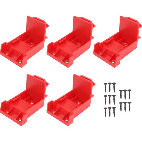 [Porte-outil mural] + HolderFit + DCB206 + Support 2-en-1 rouge ABS pour workshop garage - Lot 5 avec vis (1/5)
