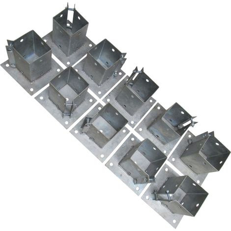 Bolt Down Fence Post Supports 6" X10 Galvanised (Bolt Grip Fencing Shoe)