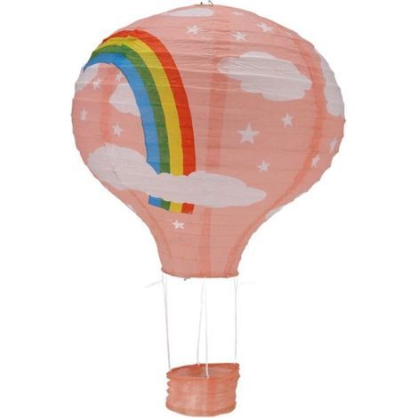 Lampe Plafond Lanterne Papier 12 Pouces Décoration Fête Mariage Abat Jour Ballon Air Chaud Arc En Ciel Rose (1/5)