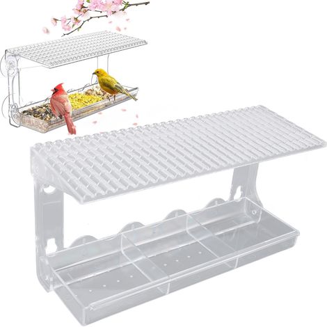 Transparenter Futterspender mit Sichtfenster und starken Saugnäpfen – 4 Saugnäpfe, robustes Kunststoffmaterial, Maße 28 x 10 x 14,5 cm, 3 Fächer mit Trennwand für Futter und Wasser (1/5)