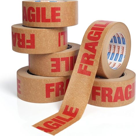 ADHES 6 Rolls of Printed Kraft Paper Tape, 50 mm x 50 m (1/5)