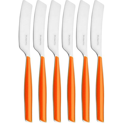 ensemble de 6 petits épandeurs en acier inoxydable 18/10 et poignée ORANGE, lavable au lave-vaisselle, avec moulure système Pro-Tech (1/4)