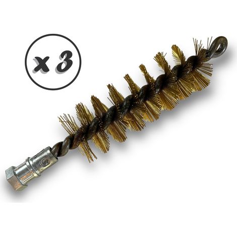 Lot de 3 Brosses à tube PRO LAITON Ø 35 mm Raccord M12175 femelle Ame en acier torsadé Nettoyage brossage tube et canalisation Kibros 41SCL35x3