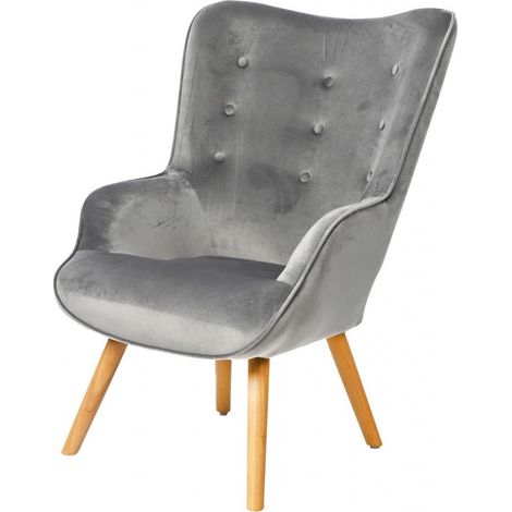 Fauteuil NOOR velours - Gris clair - L 72 x P 65 x H 99 - Livraison gratuite (1/3)