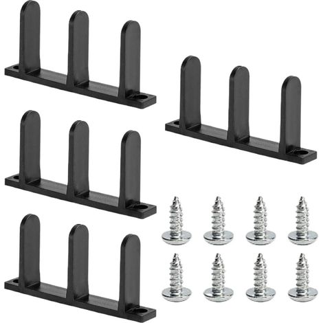 4 pièces guide de sol pour porte coulissante, noir (1/5)