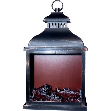 Farol Chimenea LED Vintage con Efecto Llama Real y Acabado en Cobre Envejecido (1/5)